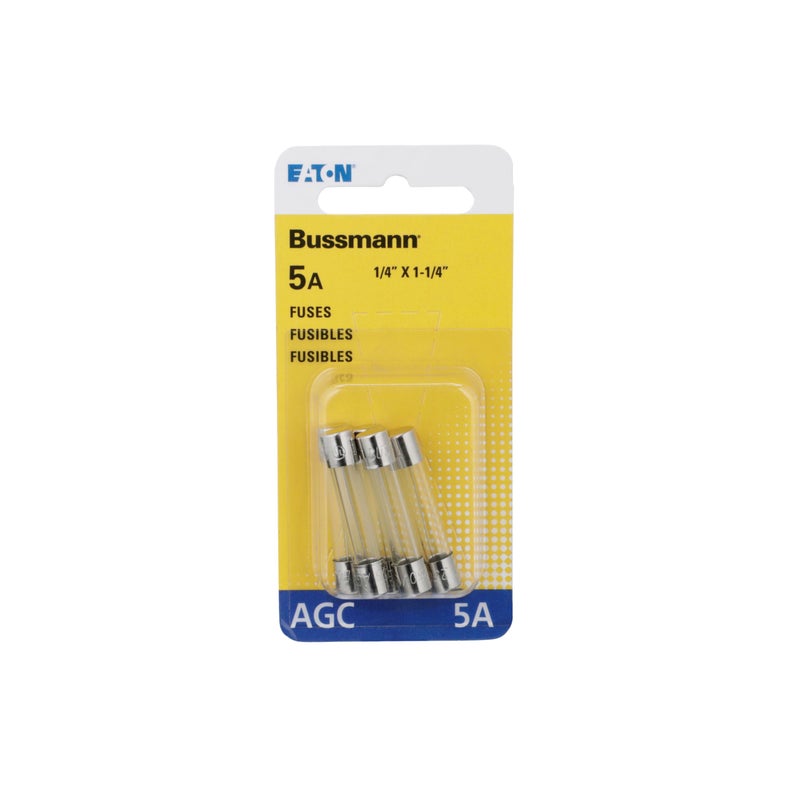 Bussmann Series AGC 5 Amp Fuse 250 Vac and IR 200 A Retail Pack  5 Pieces