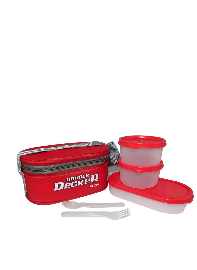Milton - Plastic Double Decker Lunch Box, With Lunch Bag - Red - Image 1