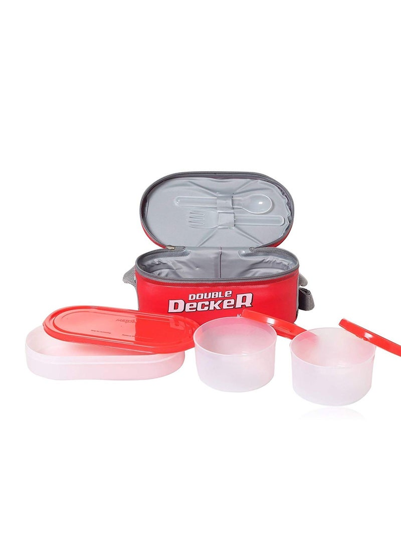 Milton - Plastic Double Decker Lunch Box, With Lunch Bag - Red - Image 1