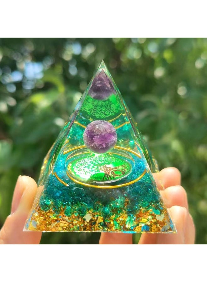كرة كريستالية هرمية من قطع كريستال، مصنوعة من الراتنج المبتل، مزينة لزينة الطاولة المنزلية