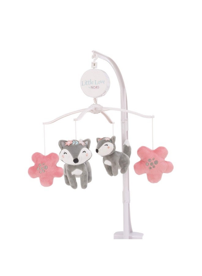 NoJo Little Love By Nojo Desert Flower Fox And Flowers Pink And Grey Musical Mobile - Image 2