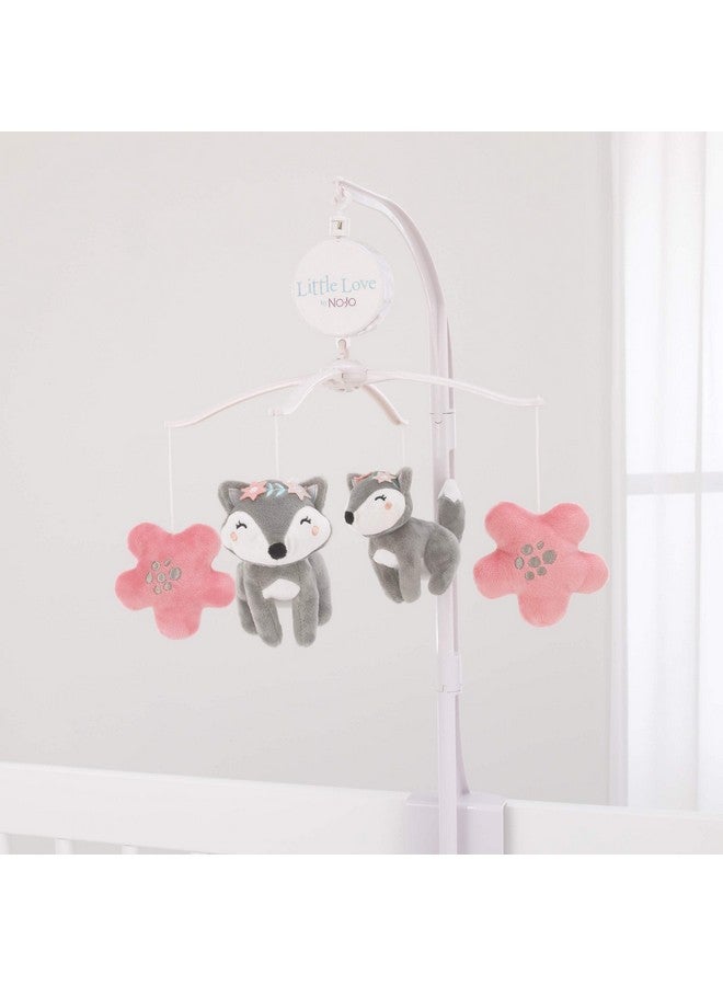 NoJo Little Love By Nojo Desert Flower Fox And Flowers Pink And Grey Musical Mobile - Image 3