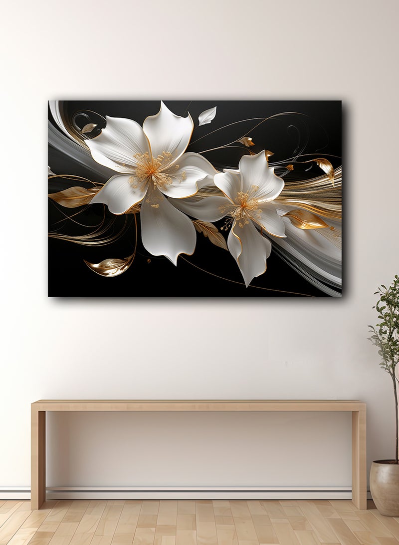 لوحة كانفاس على إطار خشبي بتصميم زهور - Image 3