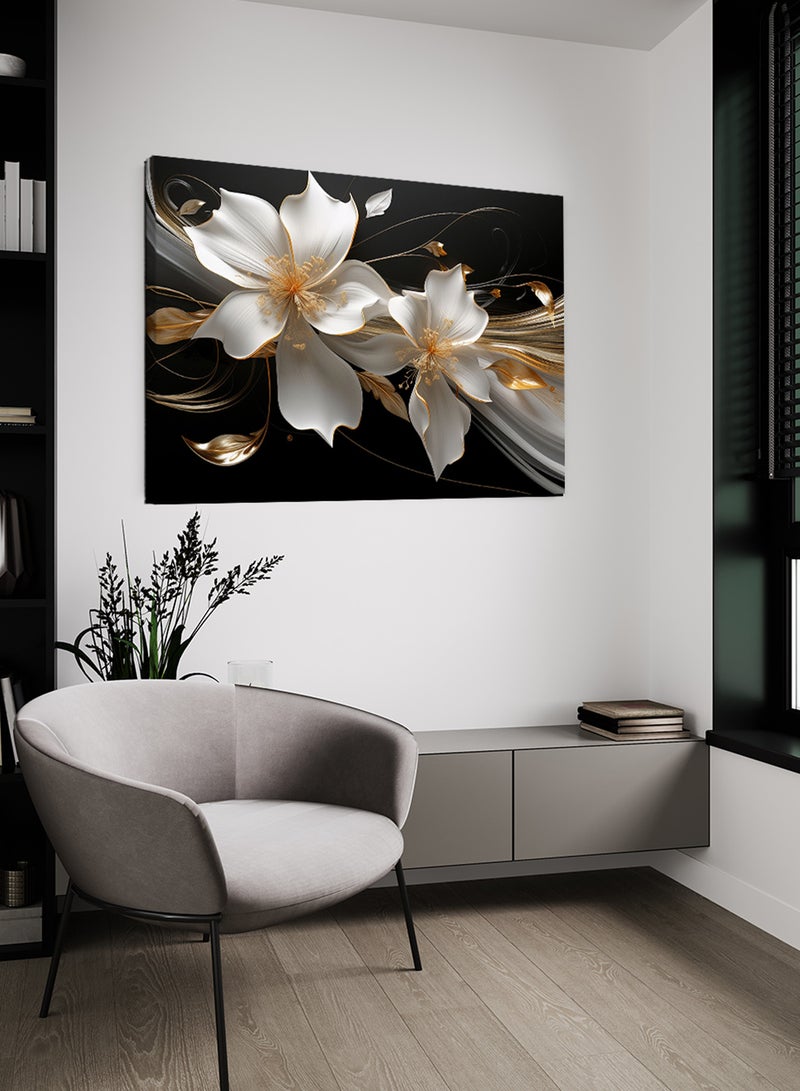 لوحة كانفاس على إطار خشبي بتصميم زهور - Image 2