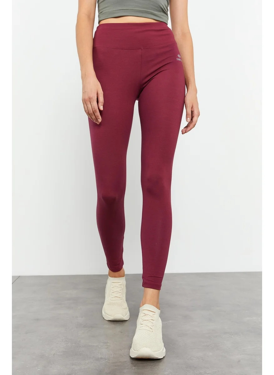 تومي لايف Claret Red Women's High Waist Slim Fit Skinny Leg TIGHTS-94011