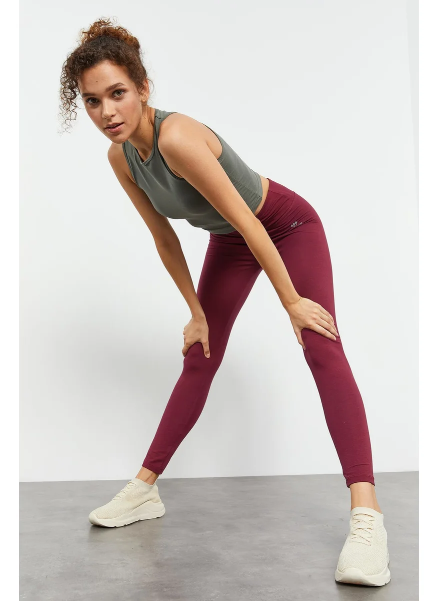تومي لايف Claret Red Women's High Waist Slim Fit Skinny Leg TIGHTS-94011