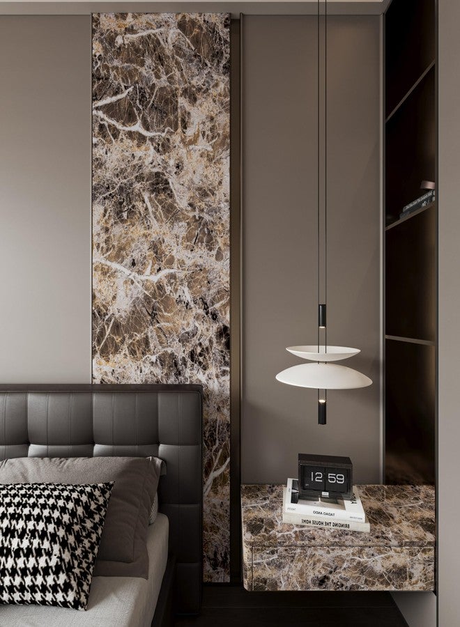 BAYYA Extra Wide Marble Granite Peel and Stick Wallpaper Brown Thicken Waterproof Self-Adhesive 31.5x157inch Dark Countertop Contact Paper for Kitchen Bathroom DIY Wall Stickers Marble Vinyl Wrap - Image 4