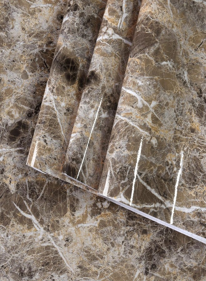 BAYYA Extra Wide Marble Granite Peel and Stick Wallpaper Brown Thicken Waterproof Self-Adhesive 31.5x157inch Dark Countertop Contact Paper for Kitchen Bathroom DIY Wall Stickers Marble Vinyl Wrap - Image 1