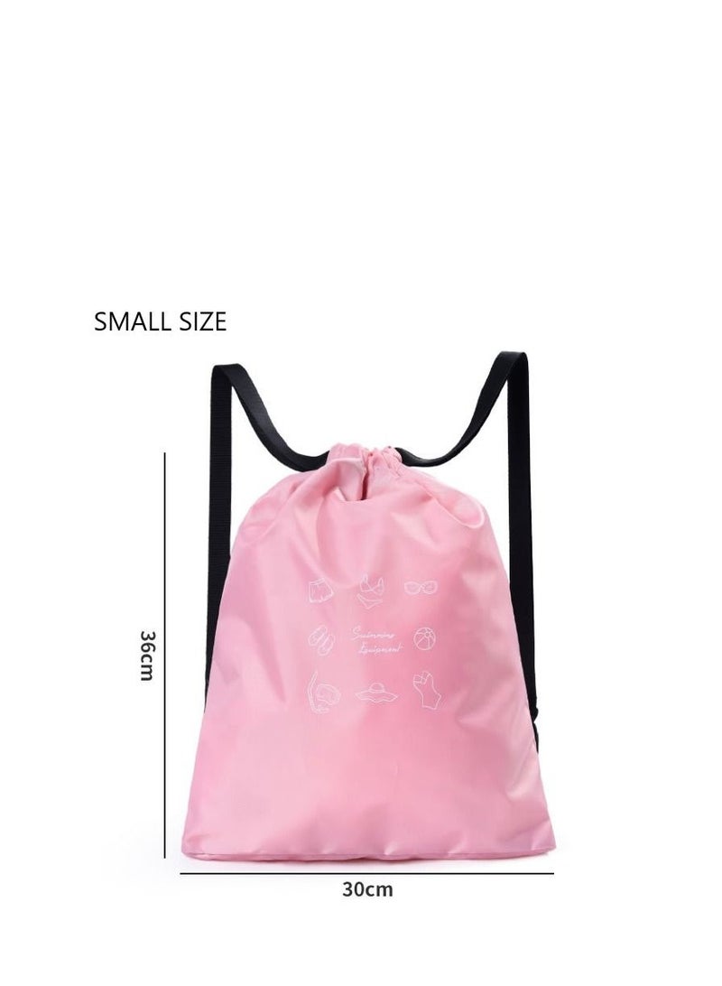 NIBEMINENT Pink Backpack With Shoe Bag Durable Swimming String Sack Handle For Sports Gym Yoga Beach Travel - Image 2