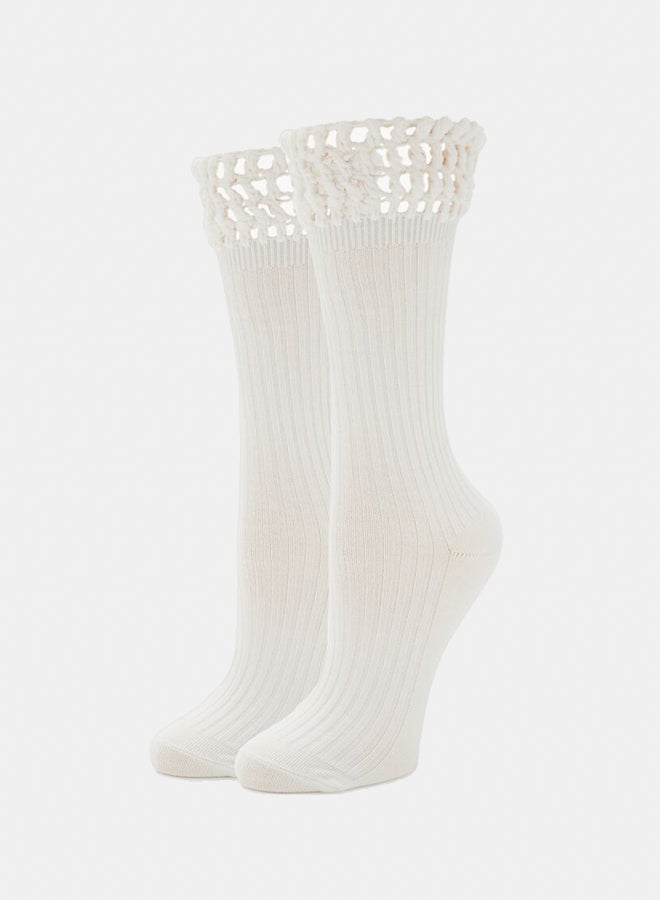 FOREVER 21 Crochet-Trim Crew Socks  - Image 1