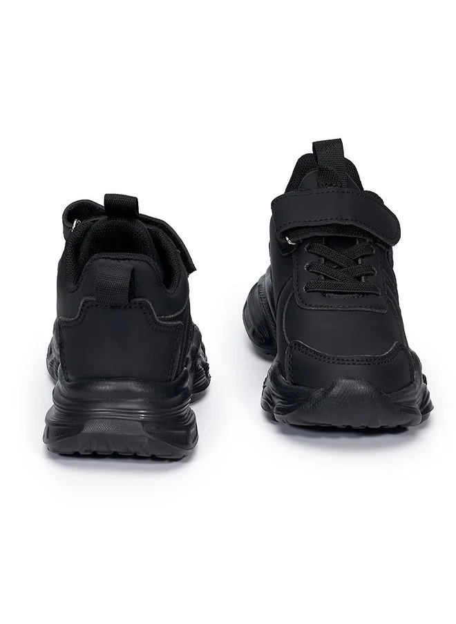babyqlo Stylish Black School Sneakers with Tab and Velcro