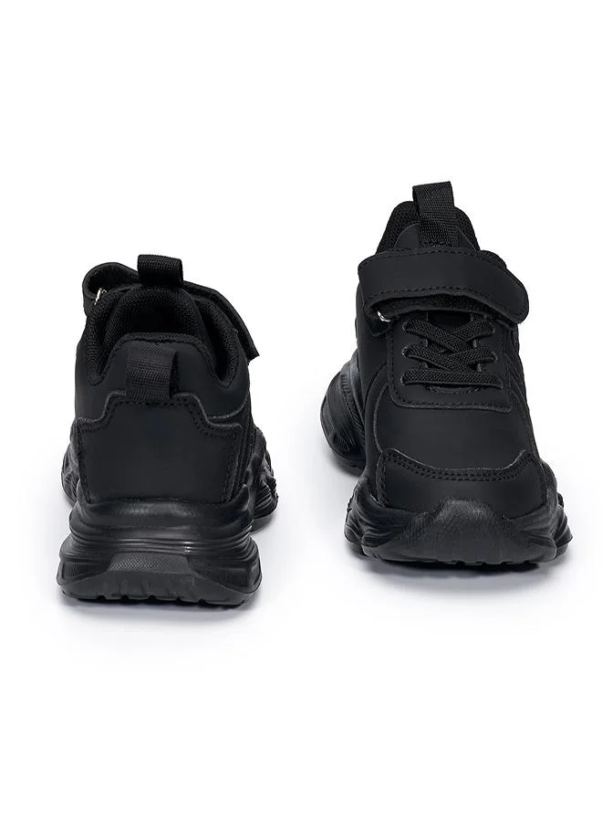 babyqlo Stylish Black School Sneakers with Tab and Velcro