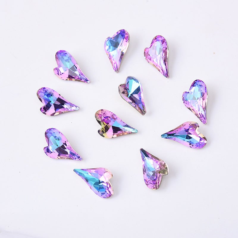 9X 14Mm 10 Nail Art High-Grade Crooked Peach Heart Magic Shaped Diamond Love Nail Jewelry Diy Nail Jewelry - Image 3
