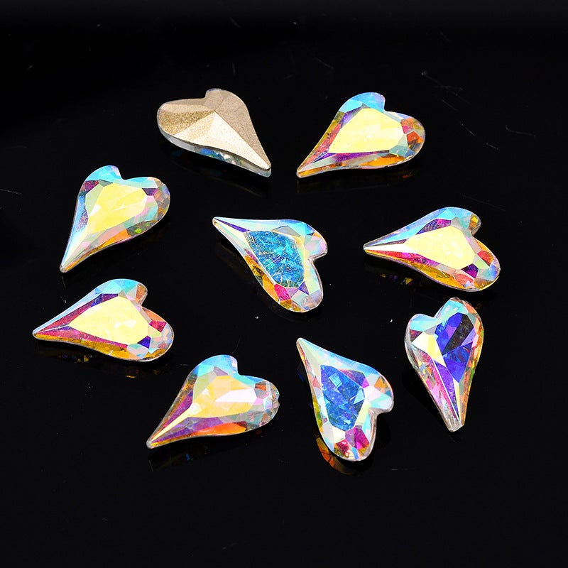 9X 14Mm 10 Nail Art High-Grade Crooked Peach Heart Magic Shaped Diamond Love Nail Jewelry Diy Nail Jewelry - Image 5