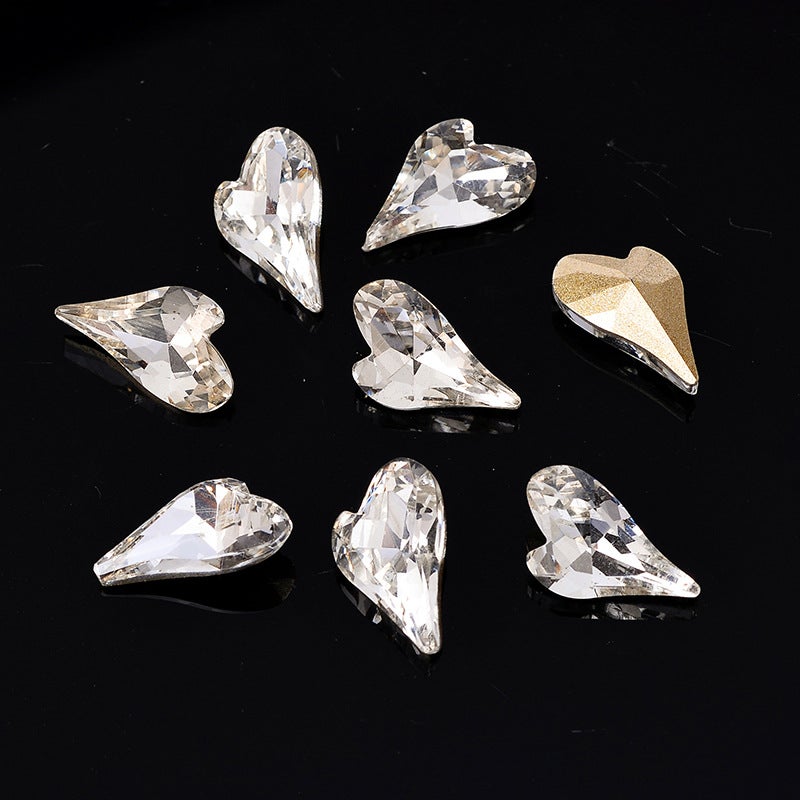 9X 14Mm 10 Nail Art High-Grade Crooked Peach Heart Magic Shaped Diamond Love Nail Jewelry Diy Nail Jewelry - Image 1