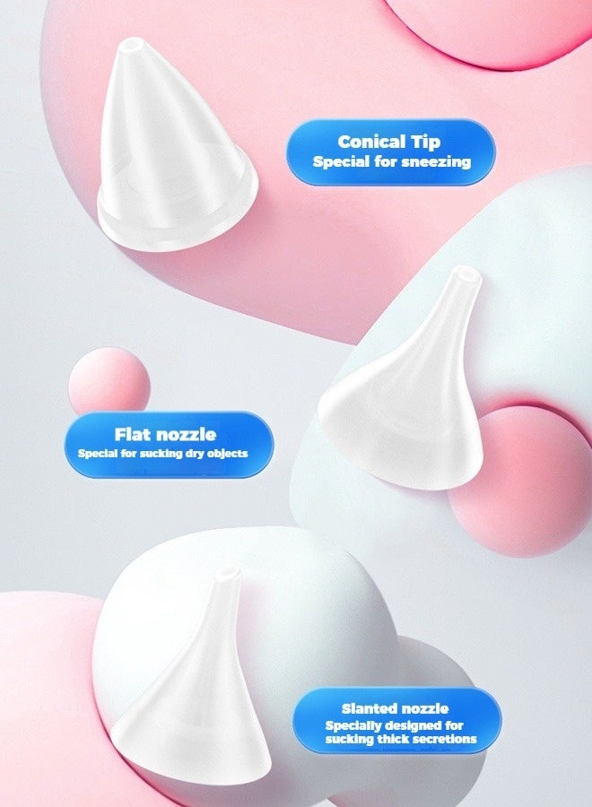 Baby Nasal Aspirator, Baby Nasal Aspirator Electric Nasal Cleaner, 3 Levels Of Suction, 3 Sizes Of Silicone Heads, With Music Soothing Function, Rechargeable - White, Newborn Baby Gift, Baby Shower Gift, Baby Essentials, Baby Healthcare, Nasal Congestion Relief, Baby Nose Cleaner - Image 2