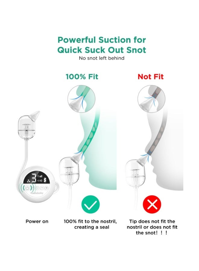 شفاط أنف للأطفال الرضع مع 9 مستويات شفط، شفاط أنف قابل لإعادة الشحن بثلاثة أحجام من رؤوس السيليكون، شفاط أنف عالي الجودة مع إضاءة ليلية، تهويدات مهدئة، مزيل للمخاط للأطفال الرضع - Image 3