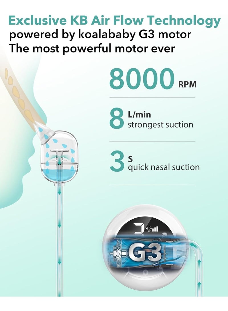 شفاط أنف للأطفال الرضع مع 9 مستويات شفط، شفاط أنف قابل لإعادة الشحن بثلاثة أحجام من رؤوس السيليكون، شفاط أنف عالي الجودة مع إضاءة ليلية، تهويدات مهدئة، مزيل للمخاط للأطفال الرضع - Image 5