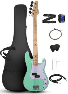 Jidyous Electric Bass Guitar Full Size 4 String with Bass Bag,Strings,Tuner,Strap,Picks and Amp Cord,Green  - Image 1