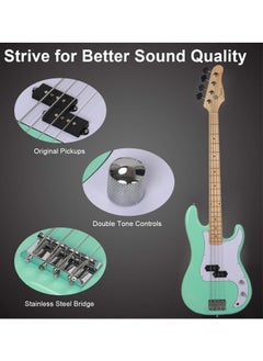Jidyous Electric Bass Guitar Full Size 4 String with Bass Bag,Strings,Tuner,Strap,Picks and Amp Cord,Green  - Image 4