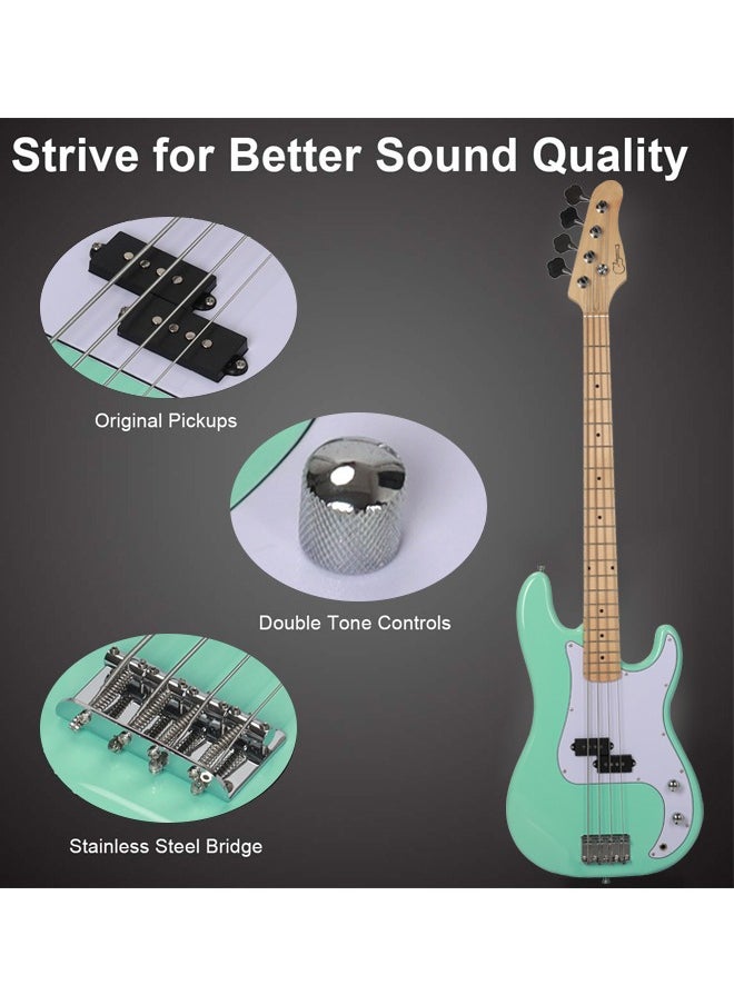 Jidyous - Electric Bass Guitar Full Size 4 String with Bass Bag,Strings,Tuner,Strap,Picks and Amp Cord,Green - Image 1