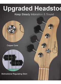 Jidyous Electric Bass Guitar Full Size 4 String with Bass Bag,Strings,Tuner,Strap,Picks and Amp Cord,Green  - Image 5