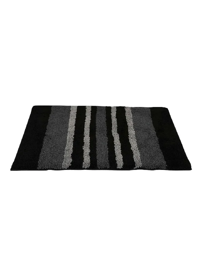 Cannon Polyester and Rubber Striped Non Slip Bath Mat Black and Grey 60 x 90 cm CN BM60X90ST