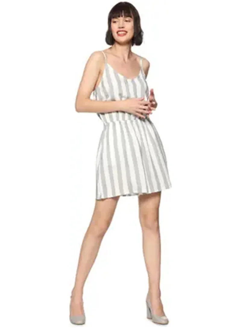 Women's Coin Grey Candy-Striped Playsuit