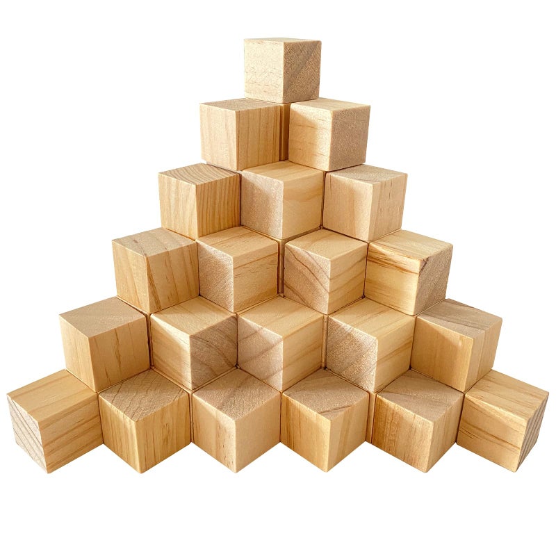 MUXGOA Unfinished Wooden Cubes,Pack of 50 Wood Blocks for Crafting,1 Inch Wood Square Blocks for Crafts Making & DIY Projects & Decor - Image 4