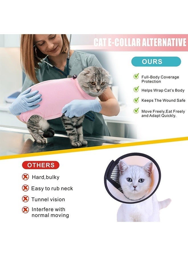 Cat Surgery Recovery Suit Kitten for Cats After Surgery Female Breathable Kitty Spay Suit for Abdominal Wound Skin Diseases E-Collar Alternative Wear Pink,L - Image 5
