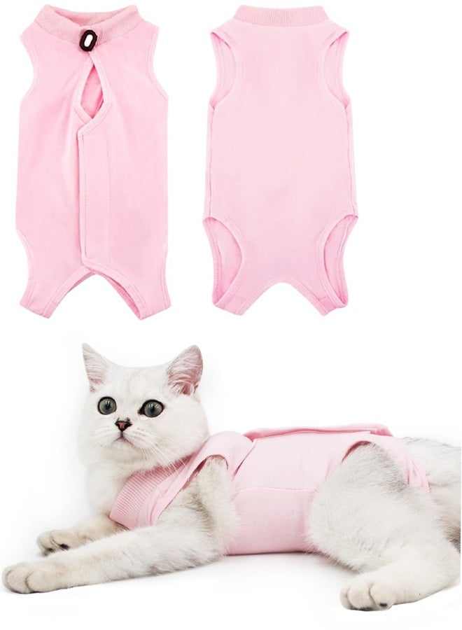 Cat Surgery Recovery Suit Kitten for Cats After Surgery Female Breathable Kitty Spay Suit for Abdominal Wound Skin Diseases E-Collar Alternative Wear Pink,L - Image 1