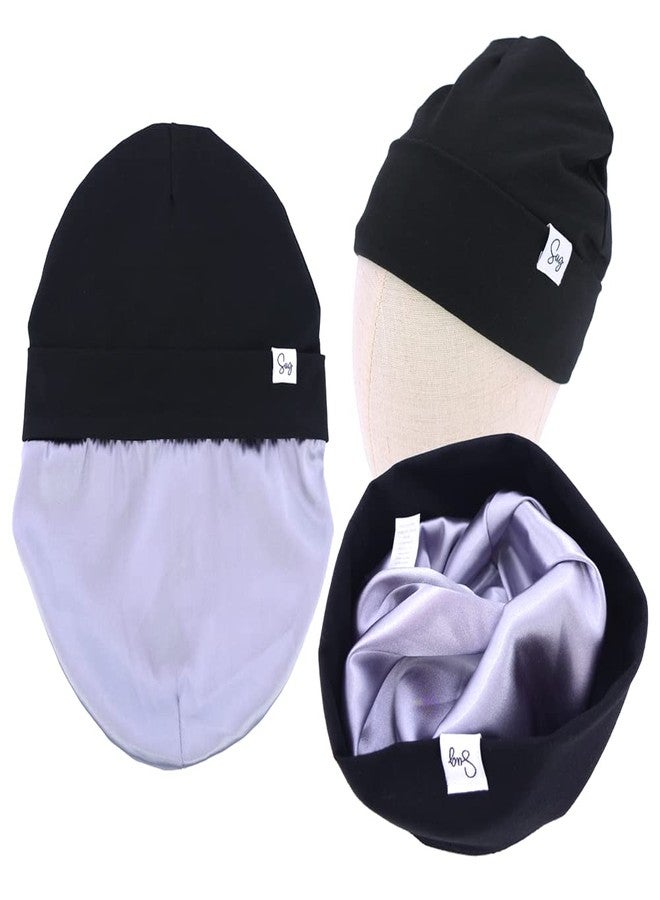Sugarmelon Jersey Beanie Hat for Newborn Baby Boys Girls Silky Satin Lined Hats Bonnet Toddler Infant Little Kids Beanies Caps(0-6M,001 Cott Black) - Image 4
