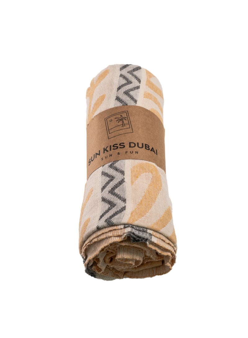 Sun Kiss Dubai Turkish Beach Towel - Orange Waves (100cm x 80cm)  - Image 4