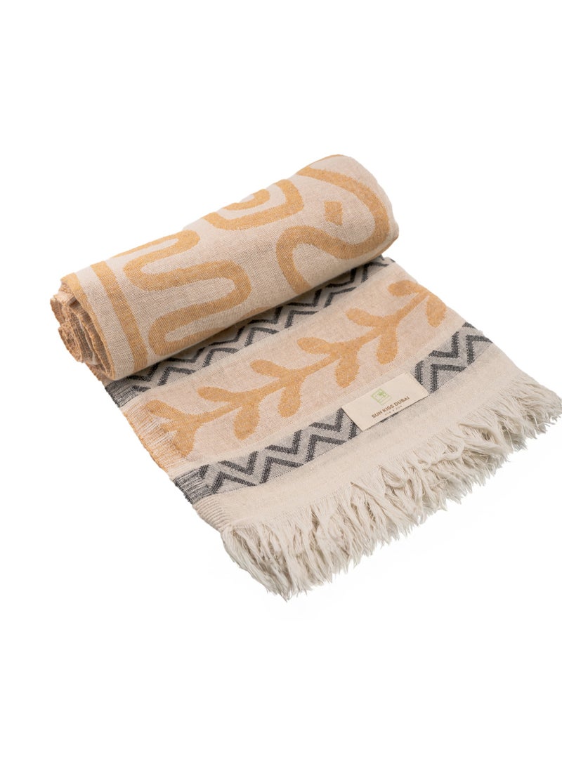 Sun Kiss Dubai Turkish Beach Towel - Orange Waves (100cm x 80cm)  - Image 1