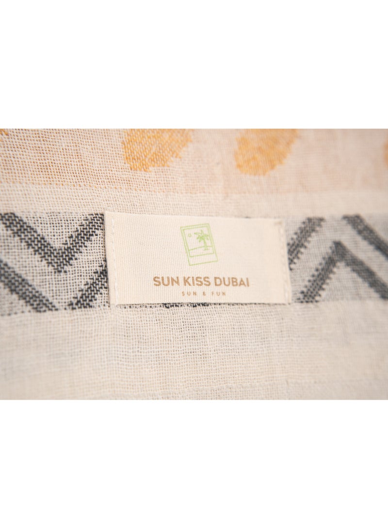 Sun Kiss Dubai Turkish Beach Towel - Orange Waves (100cm x 80cm)  - Image 3