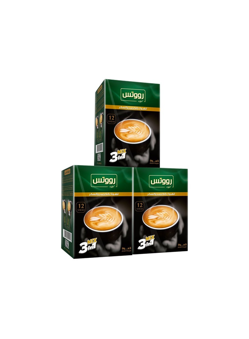 3 Box 3in1 Coffee + Creamer + Sugar 12 Envelops