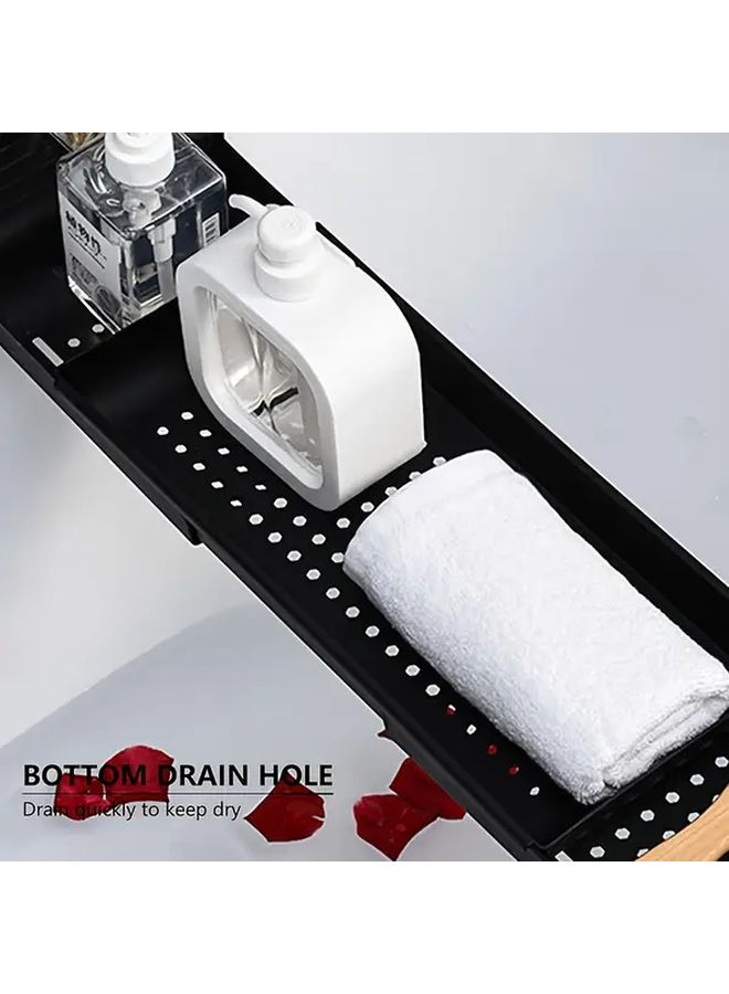 Black Expandable Bathtub Tray Telescopic Shower Rack Storage Rack Organizer - Image 5