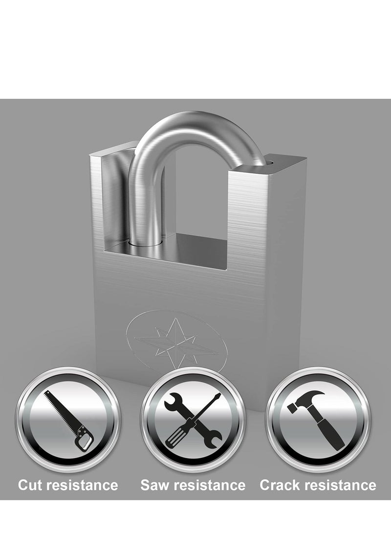 Y&D Padlock, Lock for Outdoor Use with Key, 2Pcs 60mm Impact Cut Resistance Anti-Rust Padlock Weatherproof 10mm Shackle High Security Warehouse, Container, Gym Locker, Garage  - Image 2