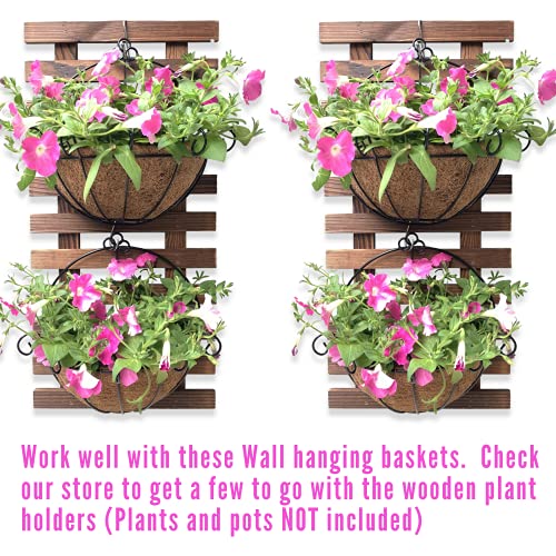 ShopLaLa Wall Planter - 2 Pack Wooden Hanging Planter for Indoor Plants Wall Mount Plant Stand Ladder Outdoor Vertical Garden Unique Live Orchid Planter Holder Display Large Wall Decor 23.6" (60cm) - Image 4