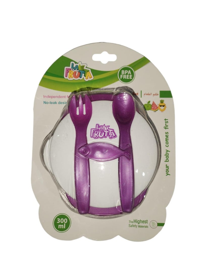 La Frutta La Frutta Plate + Spoon and Fork Set for Kids - Purple 
