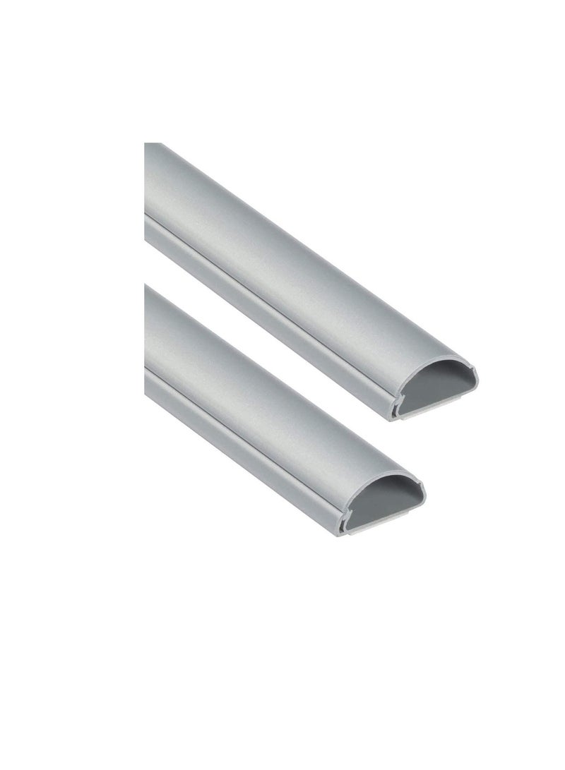 1 Meter White Floor PVC Trunking With Self Adhesive Red Sticker Wall Cord Cover Cable Concealer On-Wall Wire Cover Paintable Cable Management - Pack of 2 (16x65MM, White)  - Image 2