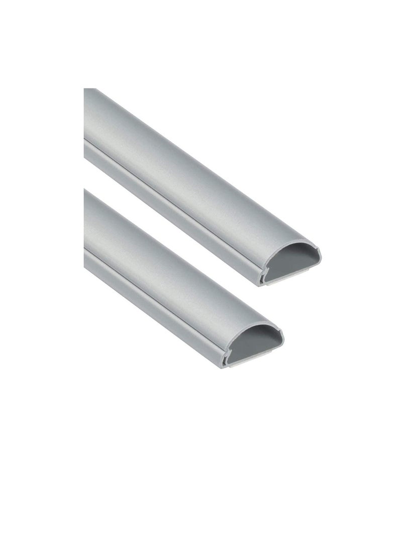 1 Meter White Floor PVC Trunking With Self Adhesive Red Sticker Wall Cord Cover Cable Concealer On-Wall Wire Cover Paintable Cable Management - Pack of 2 (16x65MM, White)  - Image 1