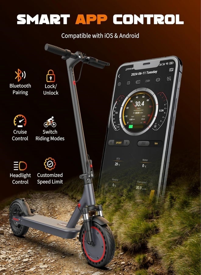 Sandinrayli Electric Scooter for Adults, 350W Motor, Up to 22 Miles Long Range, 8.5" /10" Solid Tires, 265 lbs Load Capacity, Foldable Commuting e-Scooter with Dual Braking System and App - Image 5
