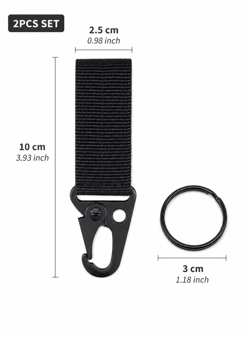2PCS Tactical Webbing Keychain Clip Set for MOLLE Backpack Belt and Outdoor Gear, Black - Image 4