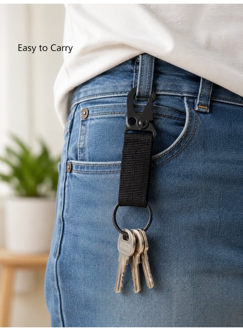 2PCS Tactical Webbing Keychain Clip Set for MOLLE Backpack Belt and Outdoor Gear, Black - Image 5