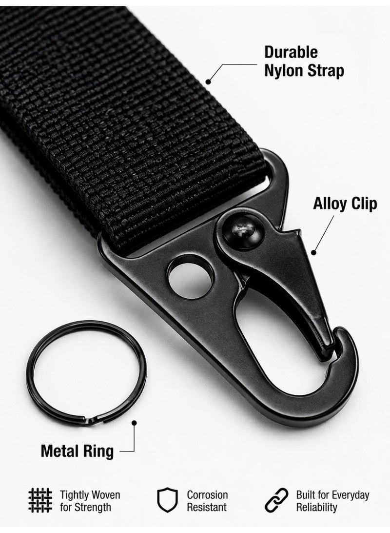 2PCS Tactical Webbing Keychain Clip Set for MOLLE Backpack Belt and Outdoor Gear, Black - Image 2
