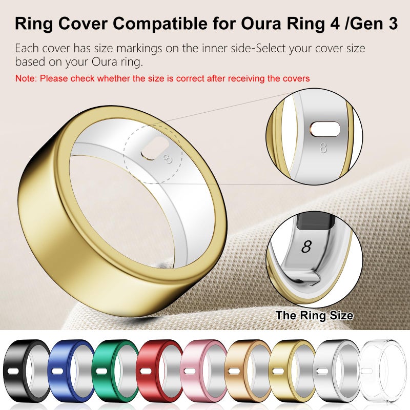 Snyeest Cover Compatible for Oura Ring Gen 4/Gen 3 Horizon/Gen 3 Heritage,(NOT Compatible with Oura Ring 4-Ceramic), Charging Directly,Rugged TPU Finger Protector for Workout Women Men-Silver+Gold-Size 8 - Image 2