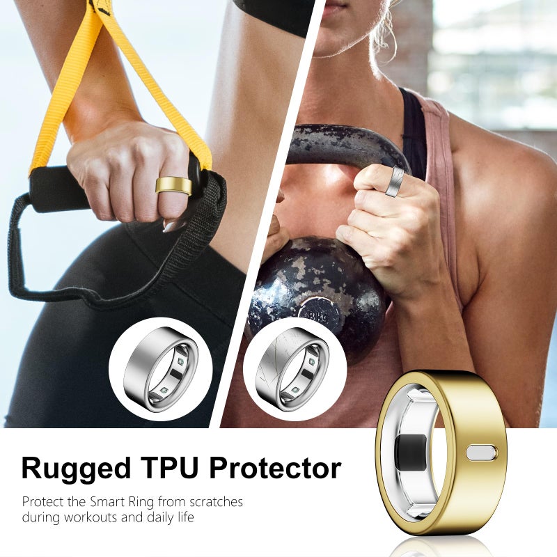 Snyeest Cover Compatible for Oura Ring Gen 4/Gen 3 Horizon/Gen 3 Heritage,(NOT Compatible with Oura Ring 4-Ceramic), Charging Directly,Rugged TPU Finger Protector for Workout Women Men-Silver+Gold-Size 8 - Image 5