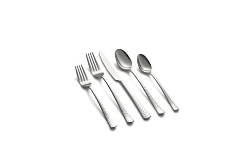 Cambridge Silversmiths Raegan Hammered Mirror 20Piece Flatware Set