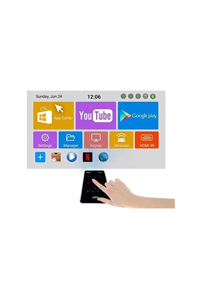 جهاز عرض ذكي صغير بدقة 4 بجودة وضوح عالية الدقة HD مع نظام تشغيل اندرويد 6.0 يدعم مدخل HDMI وقراءة بيانات القرص الصلب بمنفذ USB مكبر صوت بتقنية البلوتوث أسود - Image 3